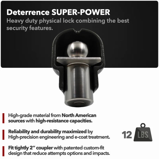 AMPLock BRA - Heavy Duty Trailer Ball Coupler Lock with Round Edges
