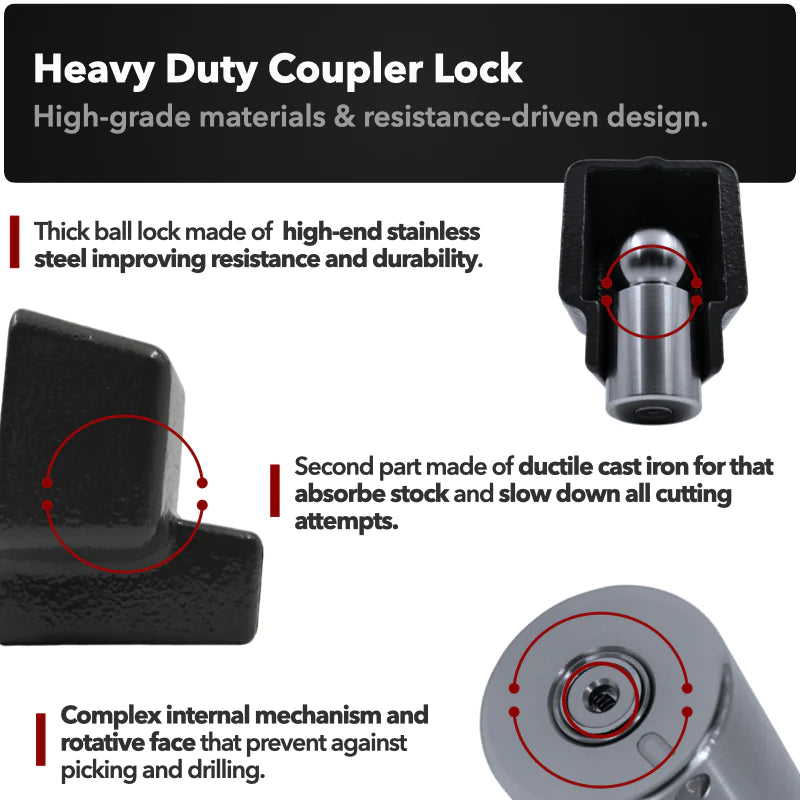 AMPLock BRU - Heavy Duty Boat Trailer Lock with Square Edge