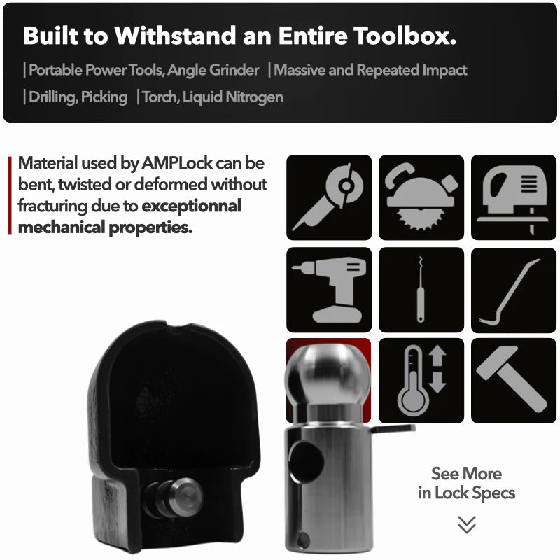 AMPLock BRA - Heavy Duty Trailer Ball Coupler Lock with Round Edges