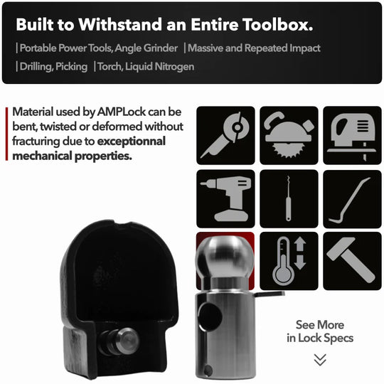 AMPLock BRA - Heavy Duty Trailer Ball Coupler Lock with Round Edges