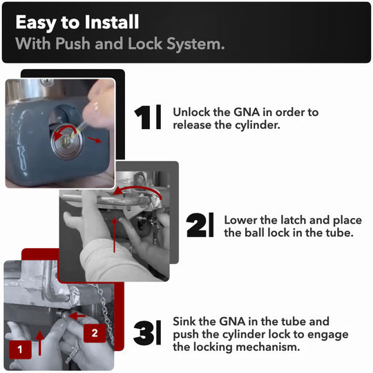 AMPLock GNA - Heavy Duty Lock for Atwood Gooseneck Hitch Style and Atwood Coupler