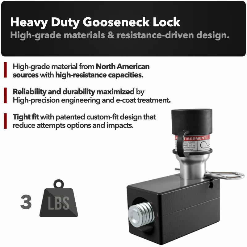 AMPLock LBG - Strong Lock for Unhitched Gooseneck Hitch Tube